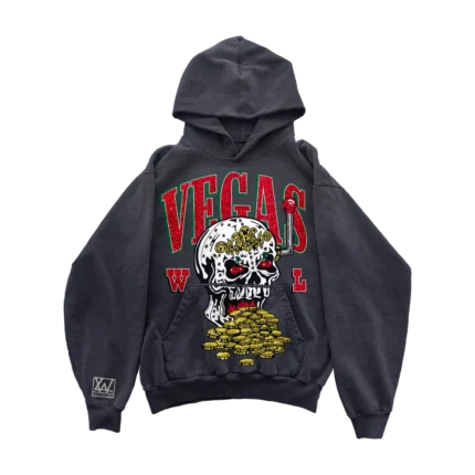 Skull Slot Bling Bling Hoodie – Vintage Black