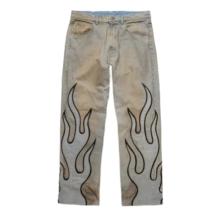 Flame Leather Appliqué Denim